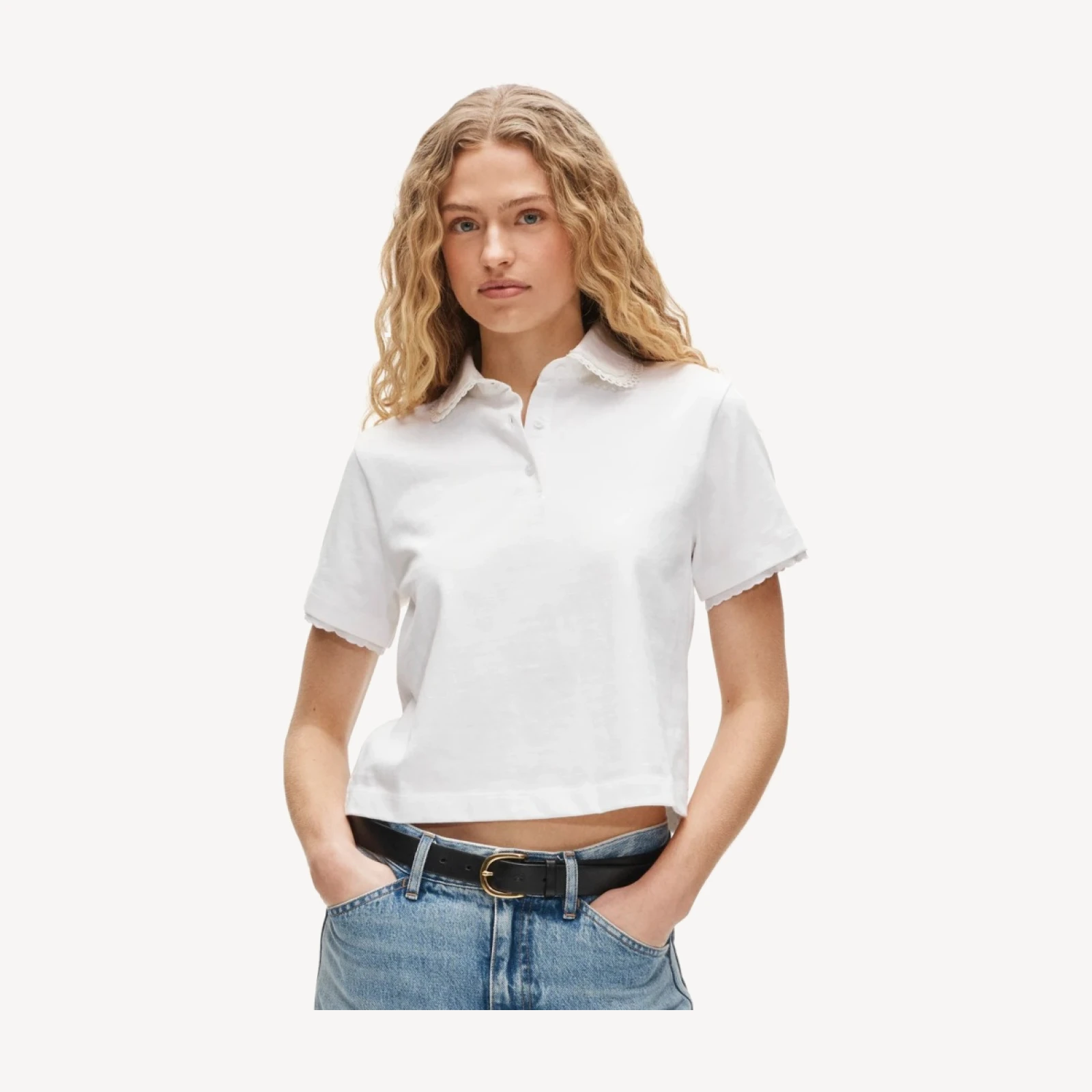 Eyelet-collar polo shirt in mariner cotton