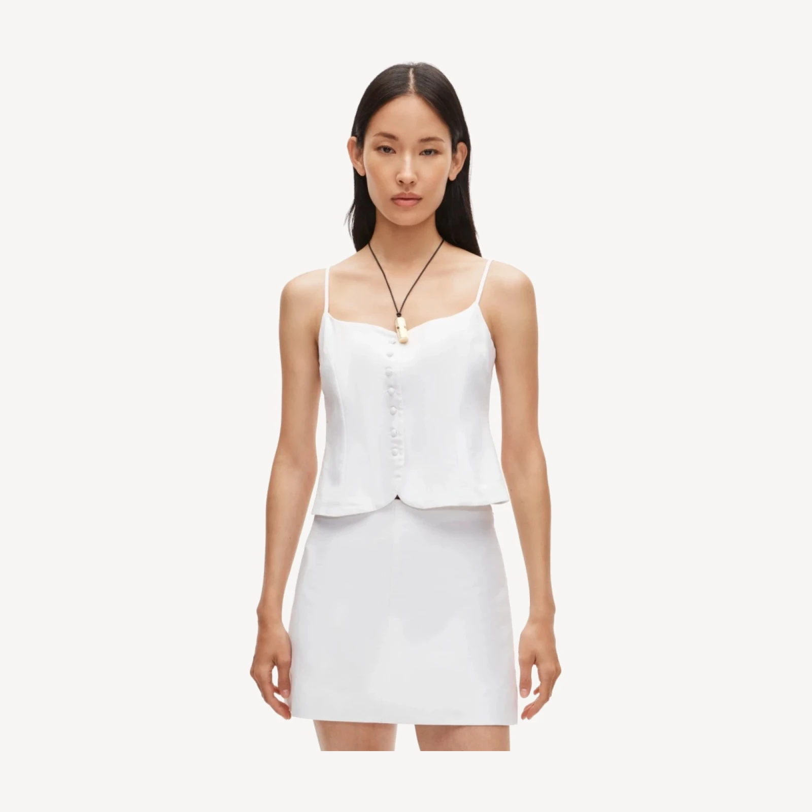 Cami vest button-up top in Gramercy linen blend