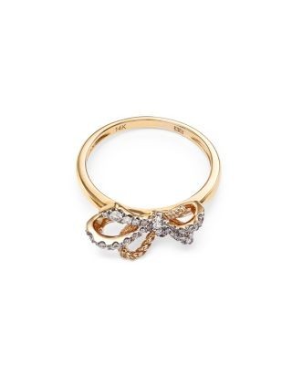 Bloomingdale's Fine Collection Diamond Bow Ring in 14K Yellow Gold, 0.25 tcw