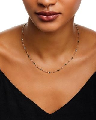 Bloomingdale's Fine Collection Emerald & Diamond Bezel Station Collar Necklace in 14K Yellow Gold, 16-18