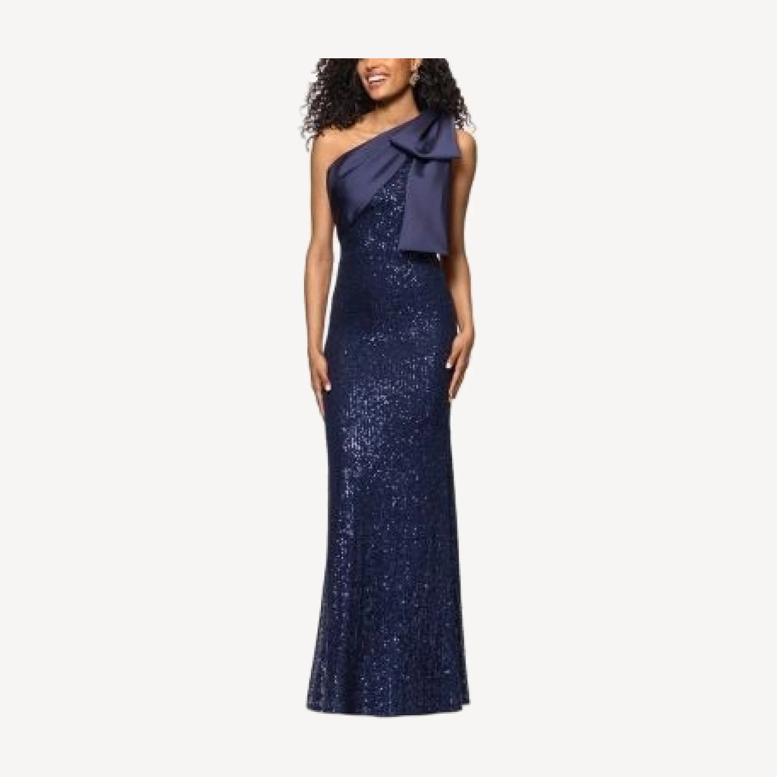 Aqua Long Sequinned Bow Dress - Exclusive