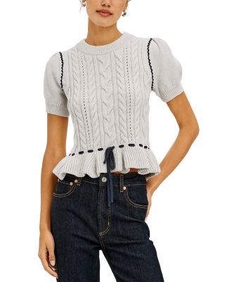 Rails Chandi Cable Knit Ruffle Hem Sweater