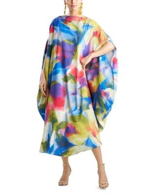 Natori Kumo Printed Satin Circle Caftan