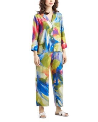Natori Kumo Printed Satin Notched Collar Pajama Set