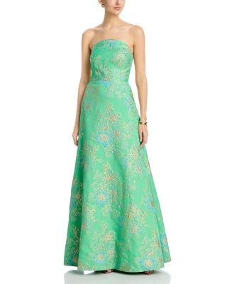 Teri Jon by Rickie Freeman Met Floral Jacquard Gown