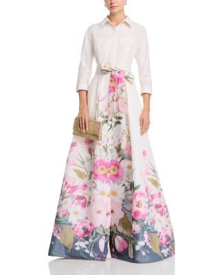 Teri Jon by Rickie Freeman Taffeta Collared Gown