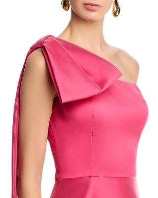 Teri Jon by Rickie Freeman Mikado Bow One Shoulder Gown