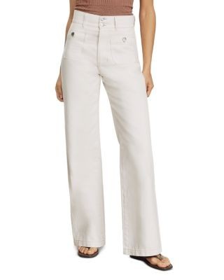 Veronica Beard Taylor High Rise Wide Leg Jeans in Ecru