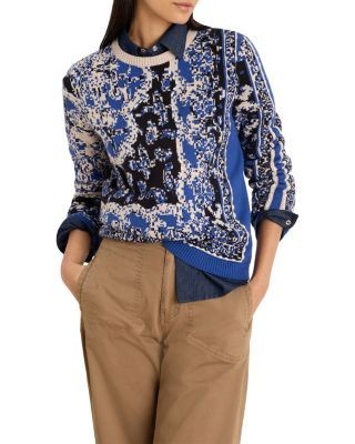 Nic+Zoe Bandana Jacquard Print Sweater