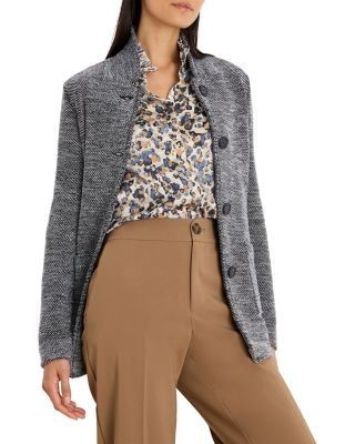 Nic+Zoe Notch Lapel Tweed Stitch Sweater Jacket