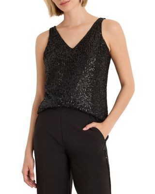 Nic+Zoe Sequin Knit V Neck Tank