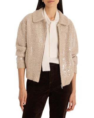 Nic+Zoe Shimmer Knit Zip Front Sweater