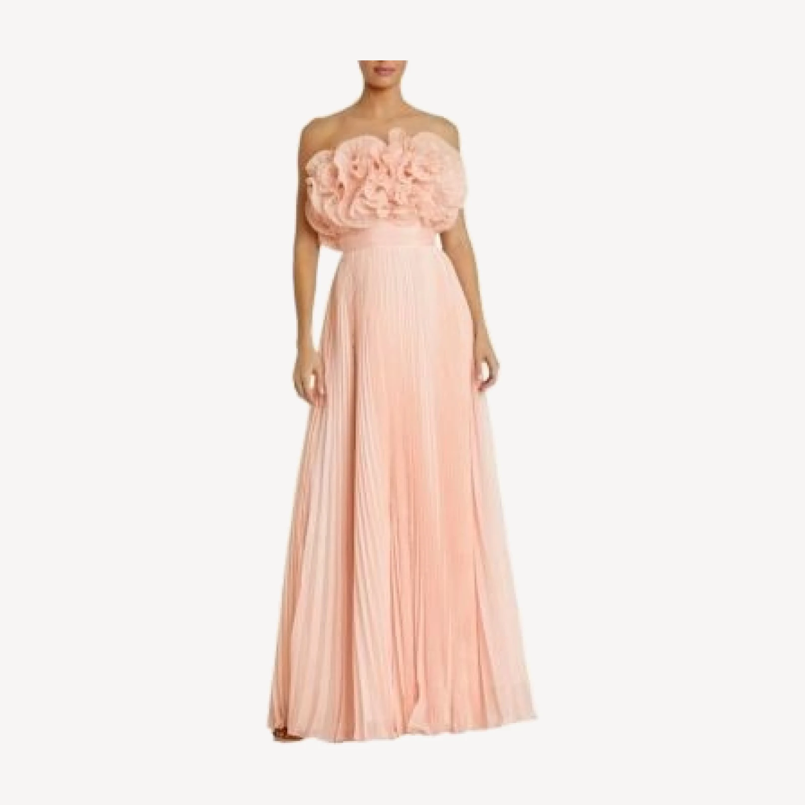 Mac Duggal Pleated Chiffon Strapless Gown with Ruffles
