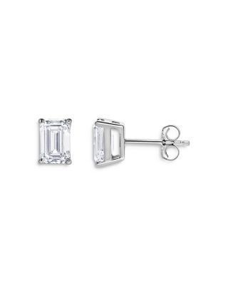 Bloomingdale's Fine Collection Certified Lab Grown Emerald-Cut Diamond Stud Earrings in 18K White Gold, 2.0 tcw