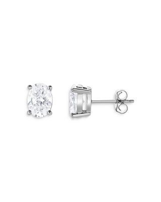 Bloomingdale's Fine Collection Certified Lab Grown Oval Diamond Stud Earrings in 18K White Gold, 2.0 tcw