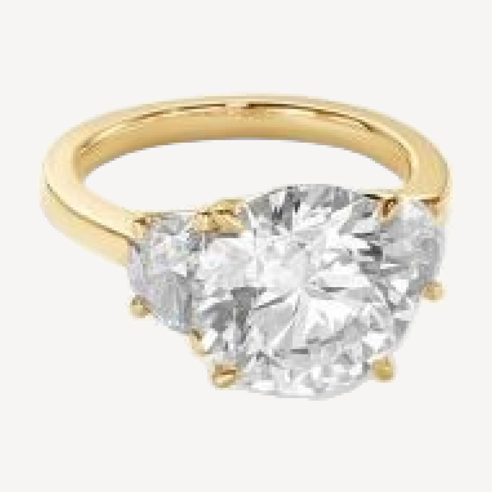 Bloomingdale's Fine Collection Certified Lab Grown Diamond Round & Half Moon Three Stone Engagement Ring in 18K Yellow Gold, 7.80 tcw