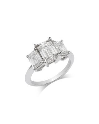 Bloomingdale's Fine Collection Luxe Collection Certified Lab Grown Diamond Emerald Cut Three Stone Engagement Ring in 14K White Gold, 4.0 tcw