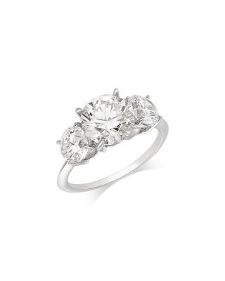 Bloomingdale's Fine Collection Luxe Collection Certified Lab Grown Diamond Three Stone Engagement Ring in 14K White Gold, 4.0 tcw