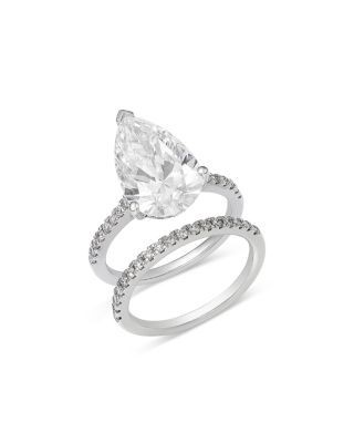 Bloomingdale's Fine Collection Luxe Collection Certified Lab Grown Diamond Pear Bridal Set in 18K White Gold, 5.5 tcw