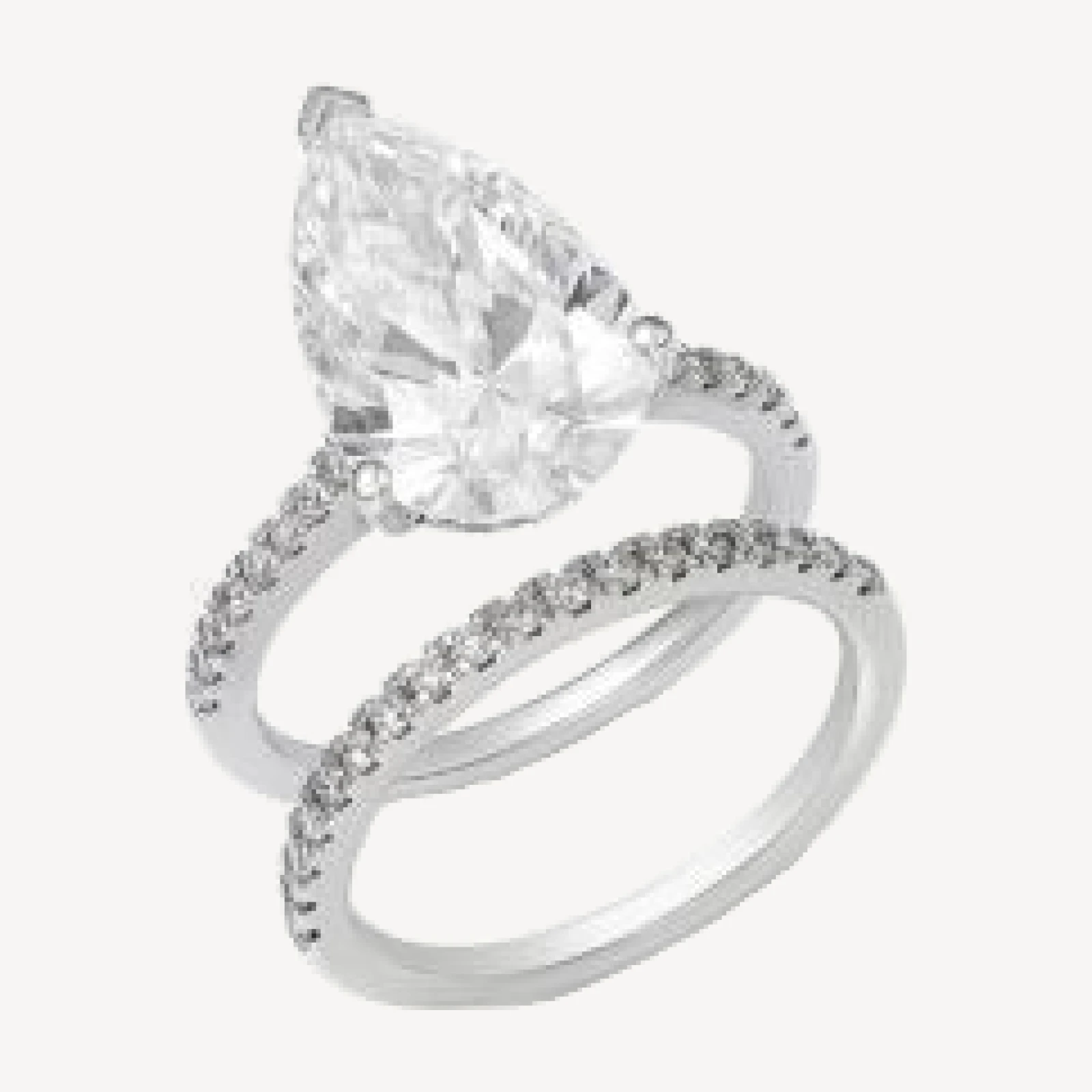 Bloomingdale's Fine Collection Luxe Collection Certified Lab Grown Diamond Pear Bridal Set in 18K White Gold, 5.5 tcw