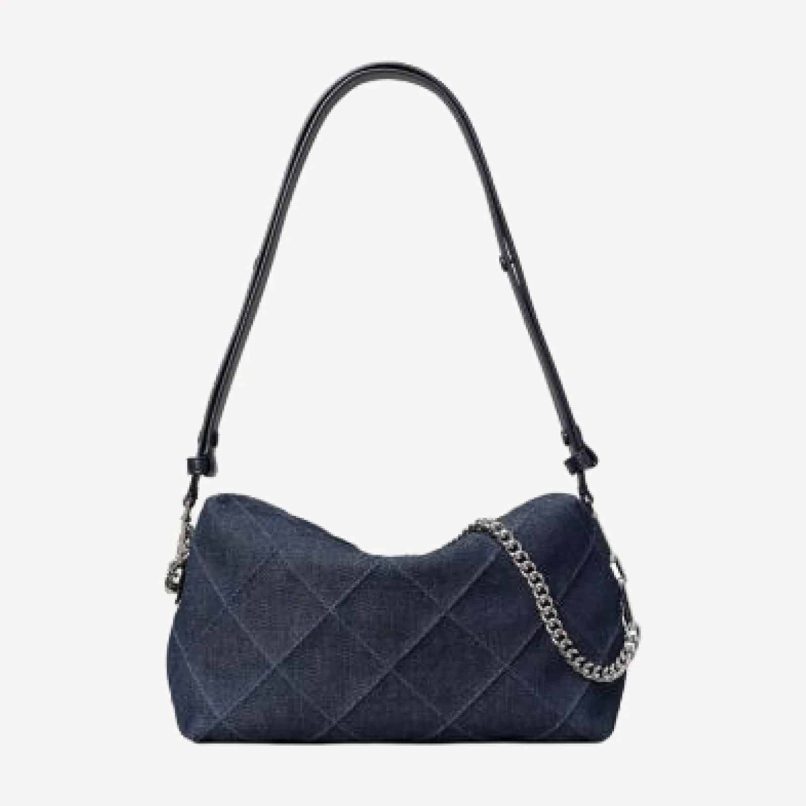 Tory Burch Fleming Large Diamond Quilted Denim Crossbody Bag