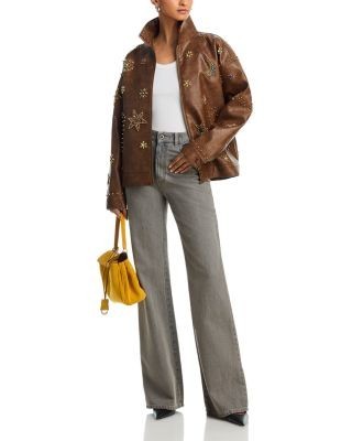 Mother The Zip It Studded Faux Leather Jacket