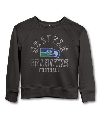 Junk Food Clothing Unisex Nfl Seattle Seahawks Flocked Raglan Crew Fleece Sweatshirt - Little Kid, Big Kid