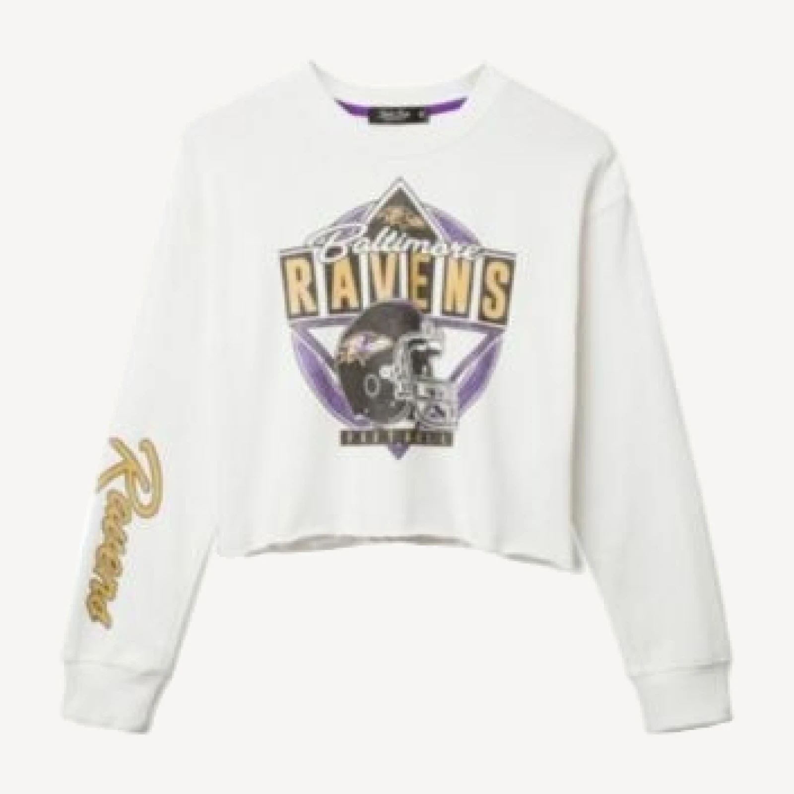 Junk Food Clothing Women's Nfl Baltimore Ravens Helmet Crop Fleece