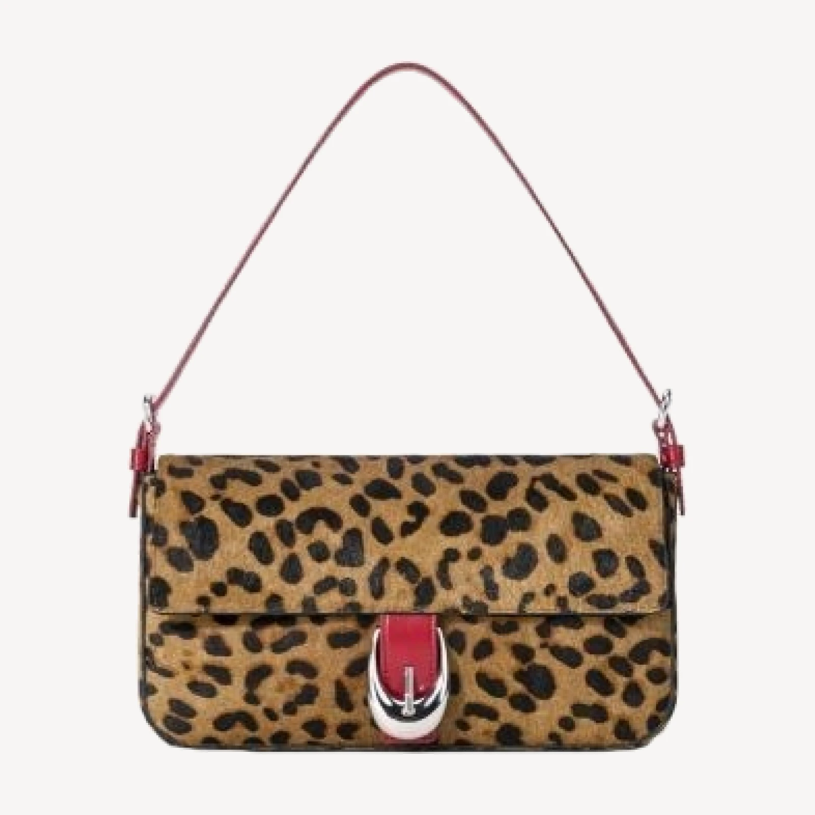 Staud Harlow Cheetah Print Calf Hair Shoulder Bag