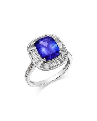 Bloomingdale's Fine Collection Tanzanite & Diamond Baguette & Round Halo Ring in 14k White Gold