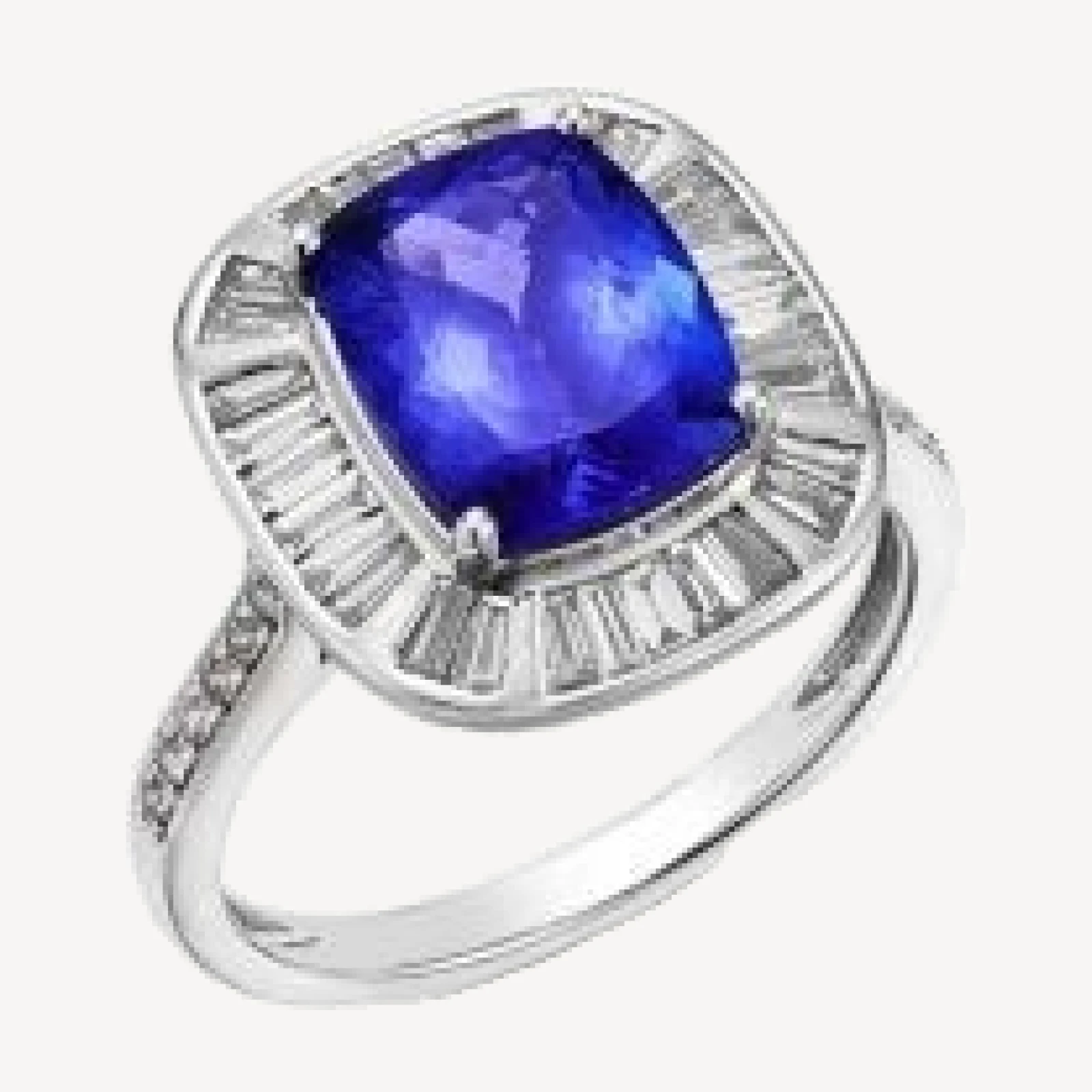 Bloomingdale's Fine Collection Tanzanite & Diamond Baguette & Round Halo Ring in 14k White Gold