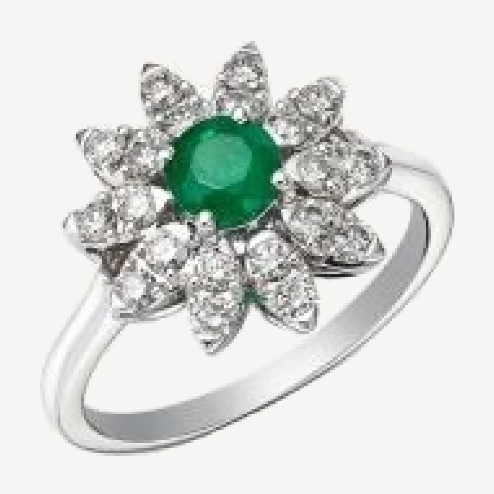 Bloomingdale's Fine Collection Emerald & Diamond Flower Ring in 14K White Gold