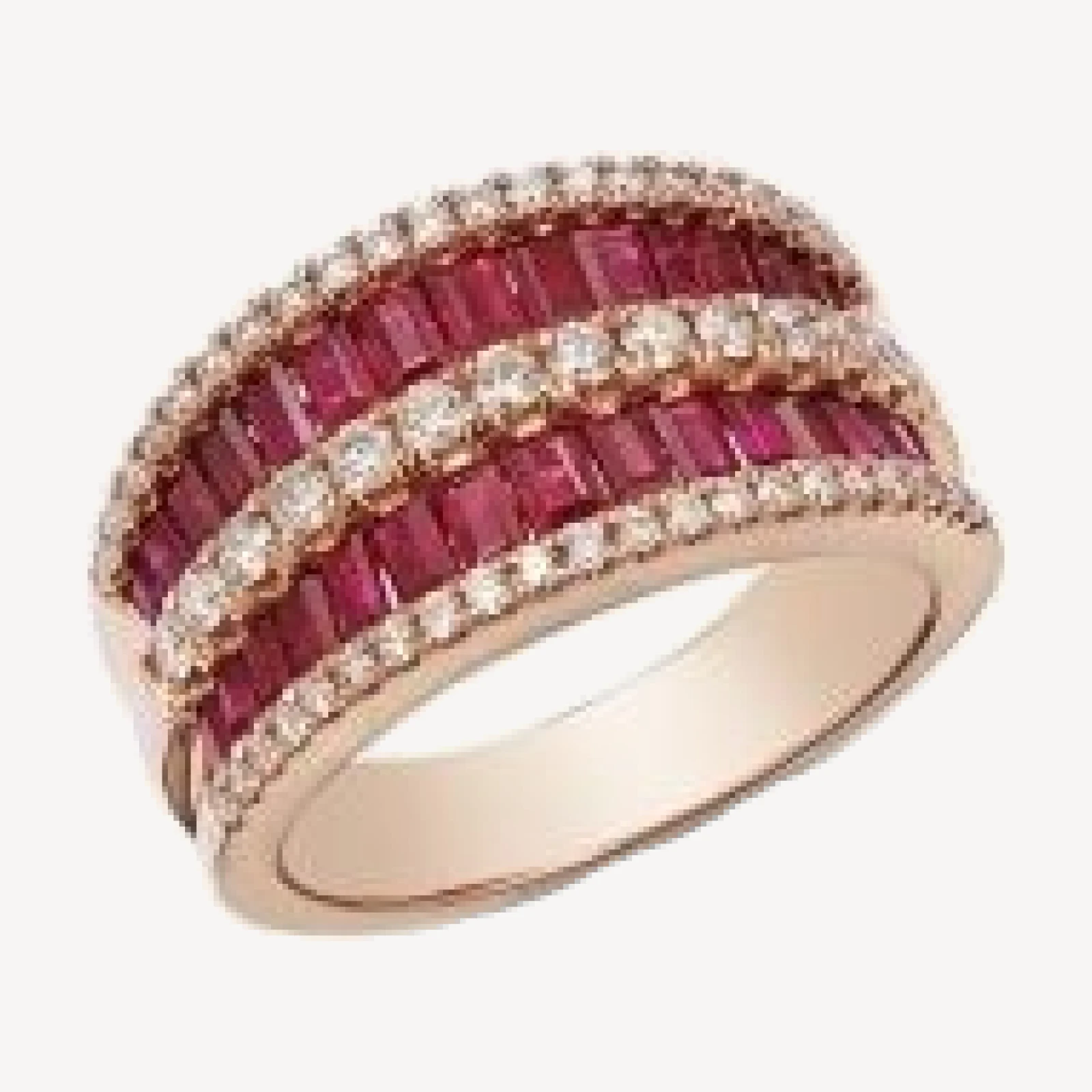 Bloomingdale's Fine Collection Ruby & Diamond Concave Multirow Statement Ring in 14K Rose Gold