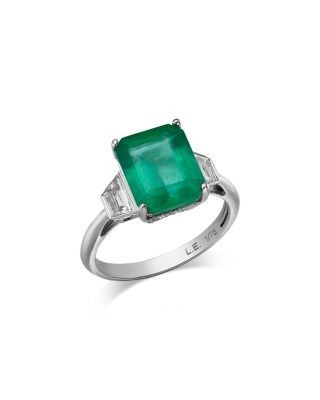 Bloomingdale's Fine Collection Limited Edition Certified Emerald Ring with Diamond Trapezoids in 14K White Gold