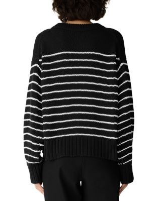 Eileen Fisher Striped Crewneck Cotton Sweater