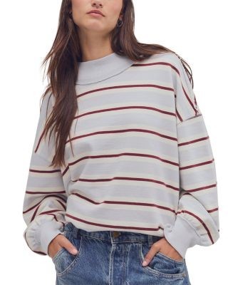 Free People Palm Spring Cotton Mock Neck Sweatshirt