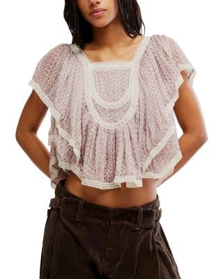 Free People Clara Ruffled High Low Hem Top