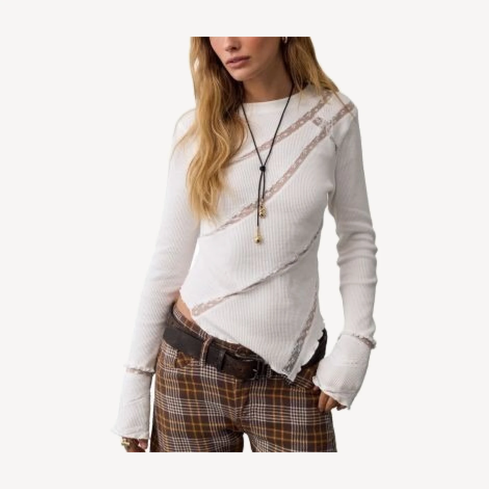 Free People Piece By Piece Cuff Lace Inset Tee
