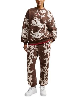 Nike Studio Fleece Cotton Blend Oversized High Rise Cuffed Pants