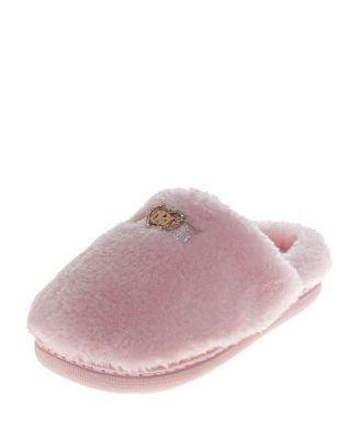 Badgley Mischka Women's Fluffy Rhinestone Logo Accent Slippers