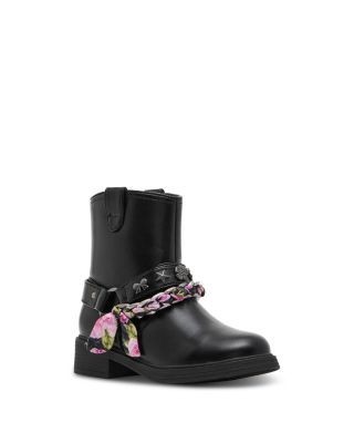 Steve Madden Girls' Teal Scarf Braided Chain Boots Little Kid, Big Kid