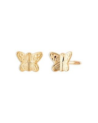 Bloomingdale's Fine Collection Children's Butterfly Stud Earrings in 14K Yellow Gold