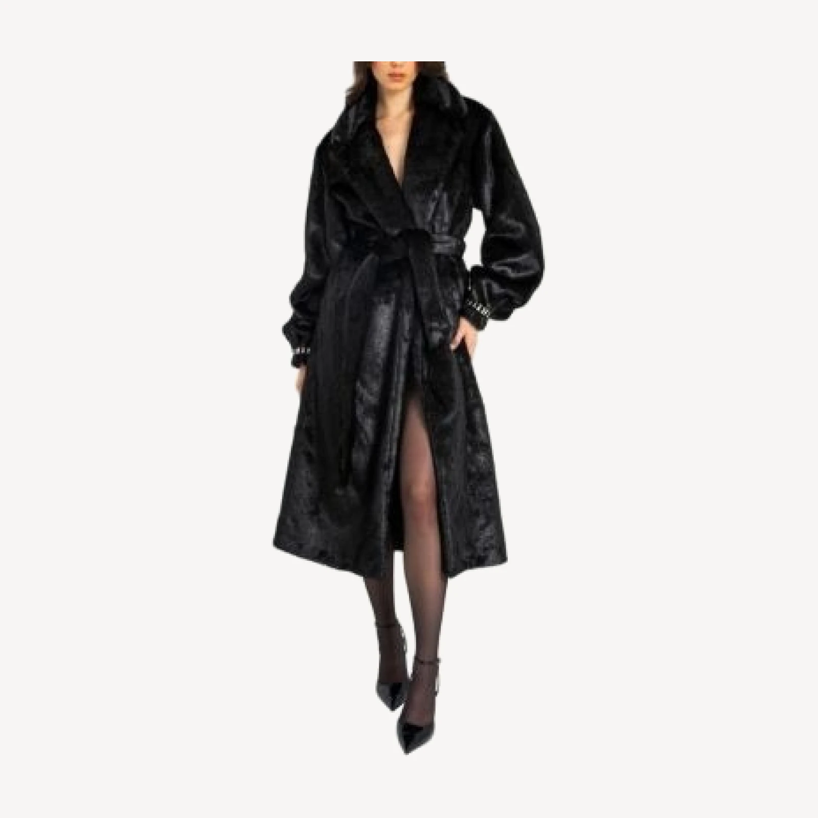 Miss Circle Yahia Long Faux Mink Coat