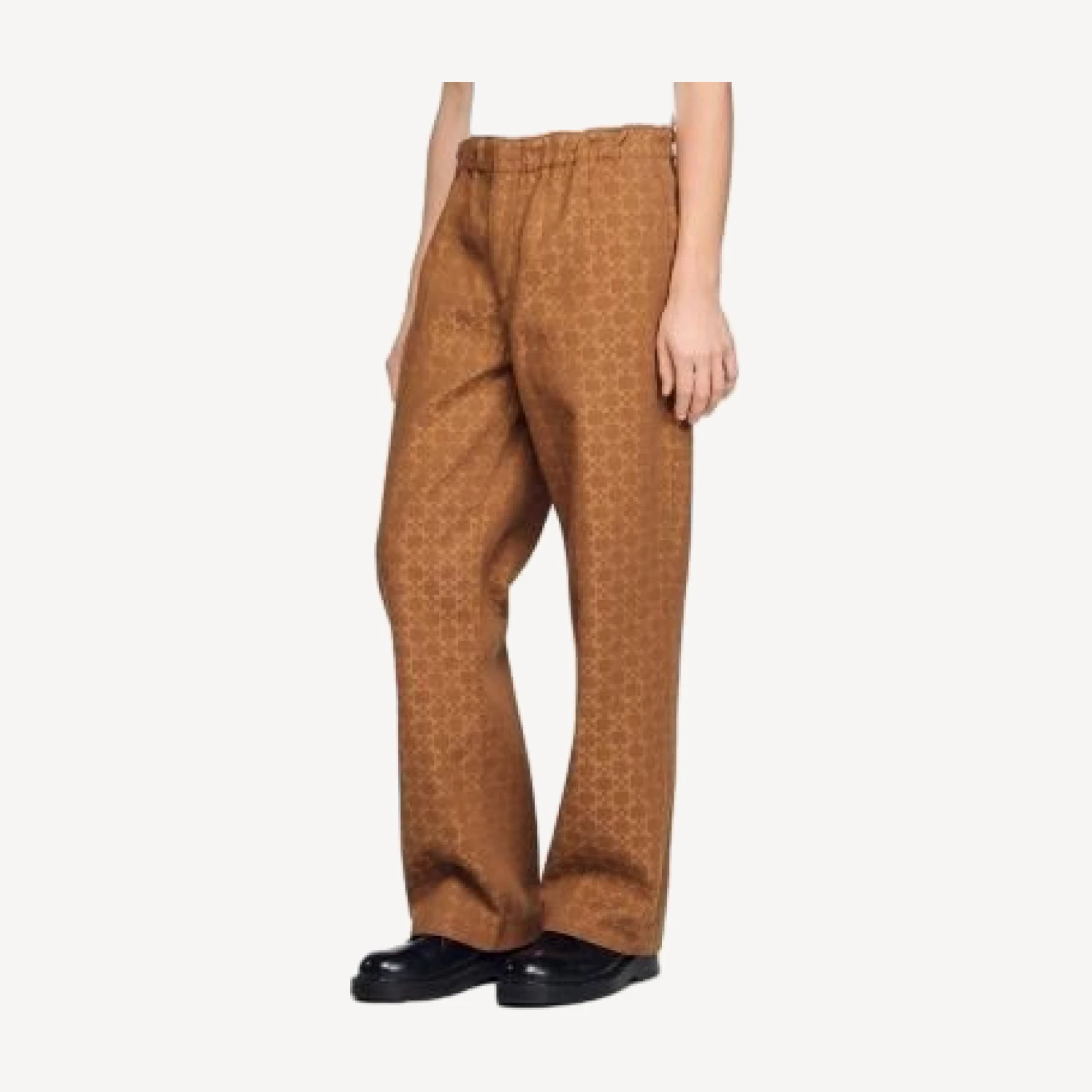 Sandro Wide-leg Jacquard Square Cross Denim Trousers