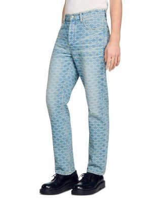 Sandro Regular Fit Square Cross Jeans in Sky Blue