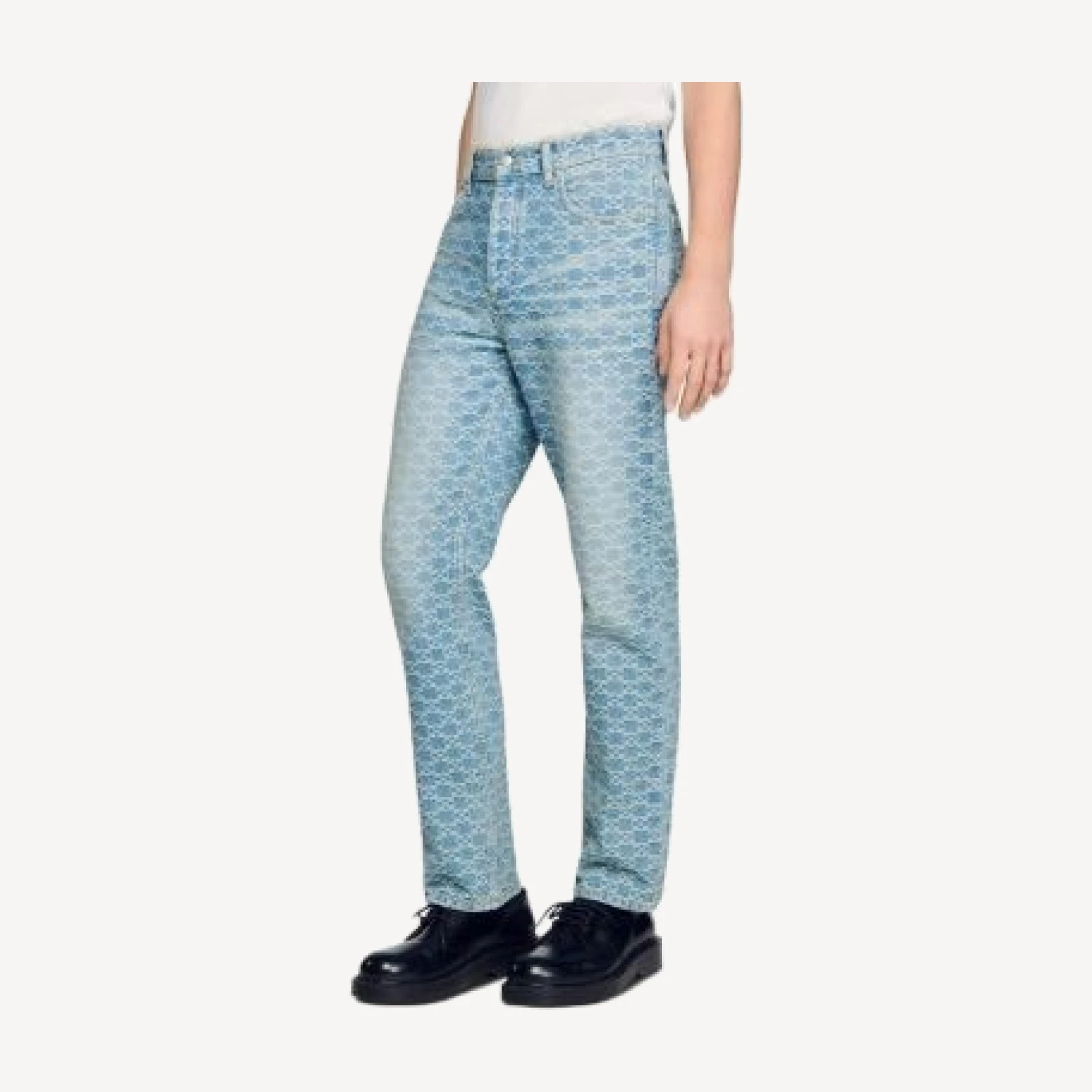 Sandro Regular Fit Square Cross Jeans in Sky Blue