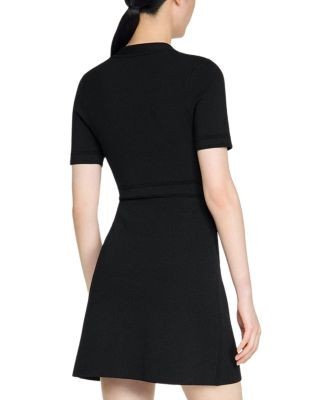 Sandro Sis Button Up Knit Short Dress