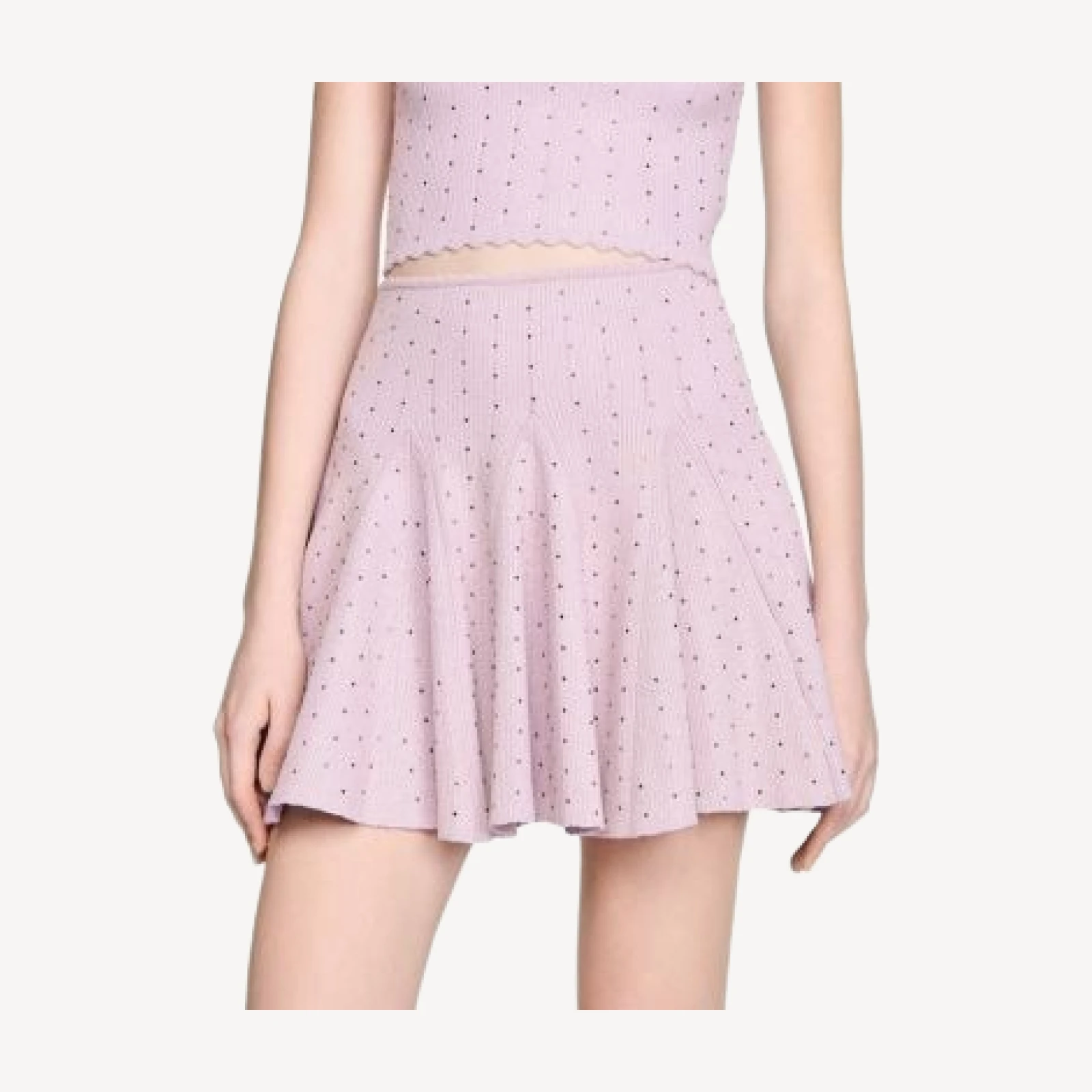 Sandro Short Rhinestone Knit Skirt