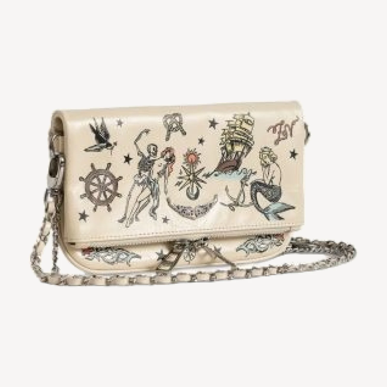 Zadig & Voltaire Rock Mini Tattoo Vintage Effect Patent Leather Pouchette