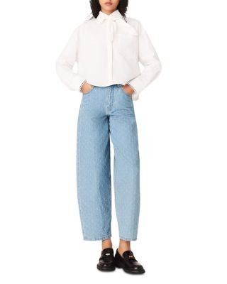 Maje Textured Balloon Jeans in Blue Sky